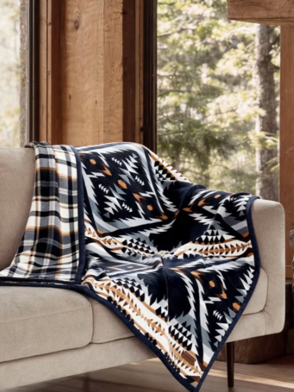 Pendleton Reversible Plush Soft Throw 50"x70" Multi Color